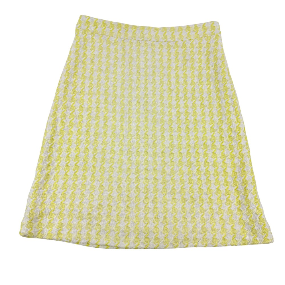 Banana Republic Pencil Skirt Womens 4 Yellow Houndstooth Tweed Prep 28x22 Office